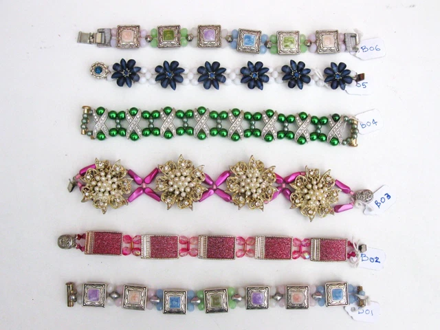 A selection of six costume jewellery bracelets