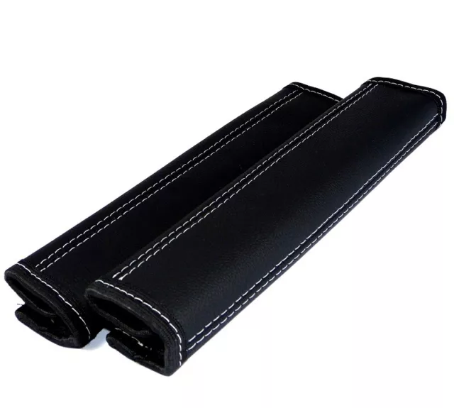 2 X Belt Pad 100% Real Leather Black Seam Grey