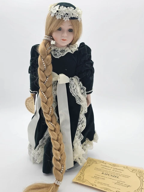 DUCK HOUSE HEIRLOOM RAPUNZEL Porcelain Doll Purple Dress With Stand $60.00  - PicClick