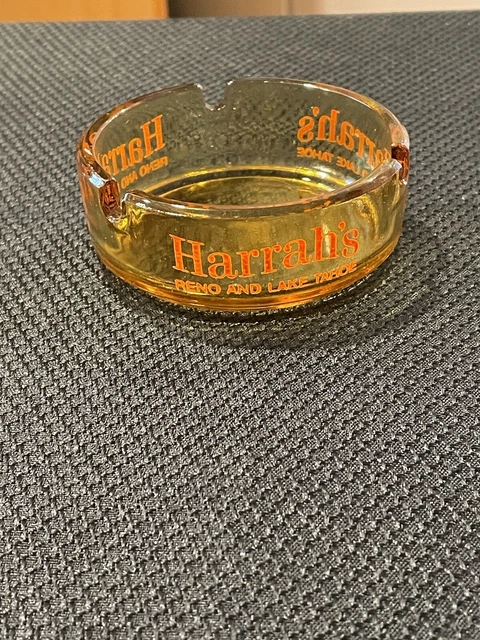 Harrah's Reno and Lake Tahoe Casino & Hotel Nevada Vintage Amber Ashtray 3.5"