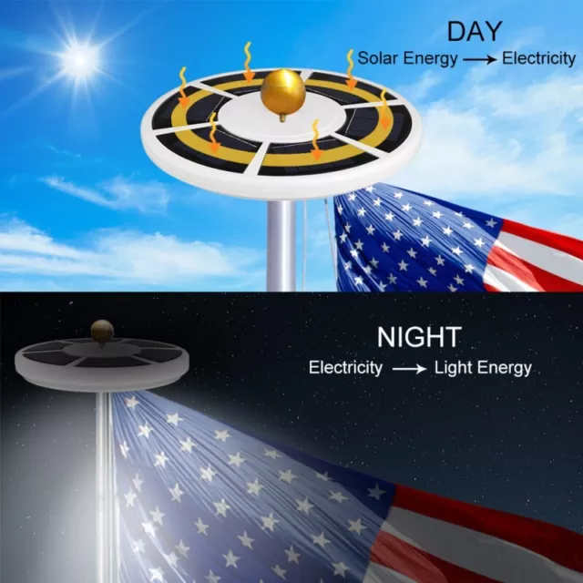 Solar Powered Flag Pole Light 42 LED Night Super Bright Flagpole Waterproof 3