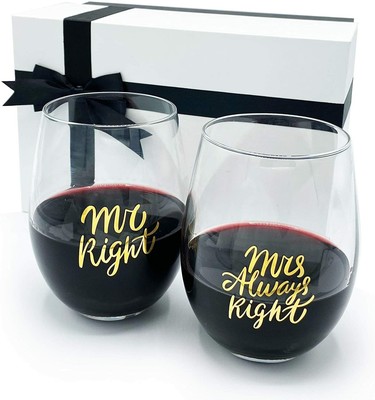 Casa Regali Divertenti Uomo E Donna Idee Regalo Nozze Per Coppie Gifffted Mr E Mrs Always Right Coppia Di Due Bicchieri Da Vino Regali Anniversario Di Matrimonio Per Lui E Lei Natale 