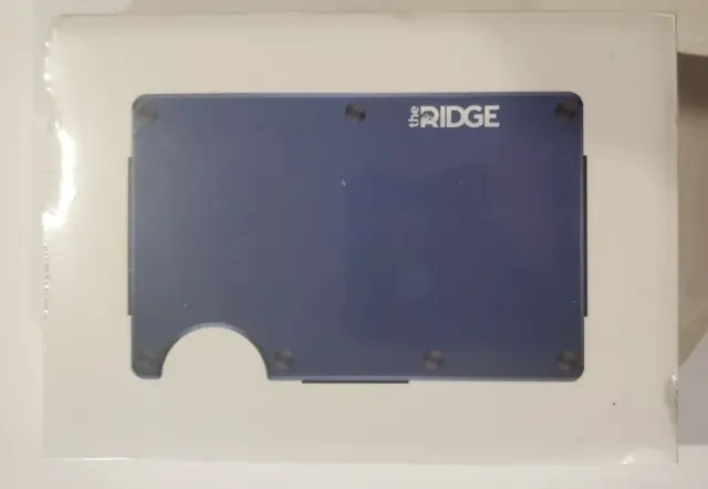 NEW IN BOX - Genuine The Ridge Aluminum Wallet - Navy w/ Cash Strap - 261
