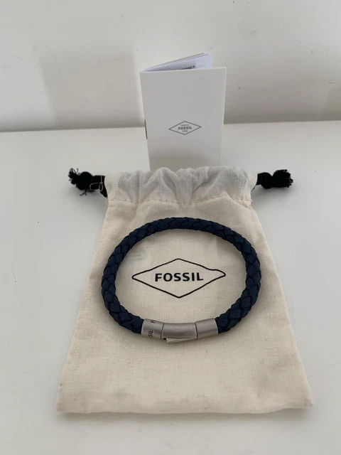 Bracelet Fossil Vintage En Cuir Tressé - Marron - Longueur 21-22 Cm - Excellent état