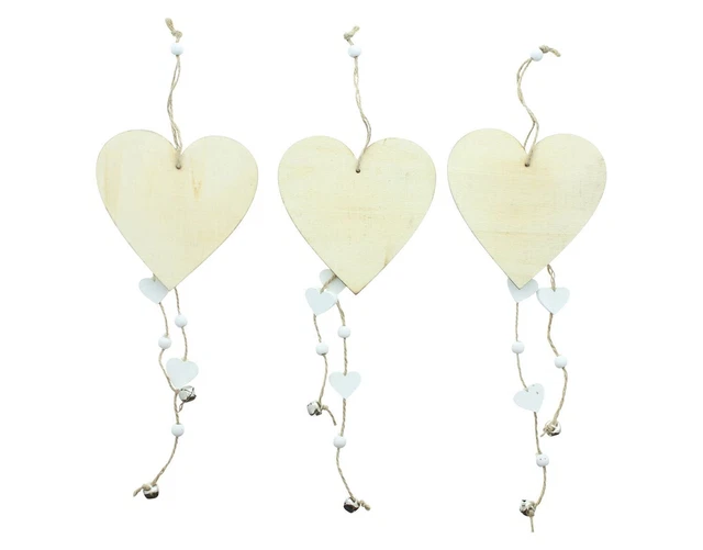 Salvare Set 2x Pendaglio a Cuore " Natura ",3er Decorazione,Haengedeko Con Bell 3