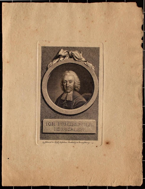 Johann Friedrich Jerusalem Porträt Johann Friedrich Bause Original Kupferstich 2