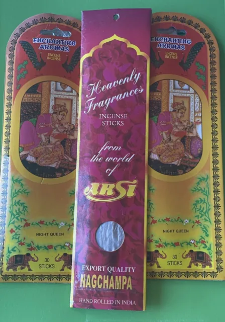Vintage 1980s Incense Sticks, 3-Pack, Genuinely Hand Rolled in India