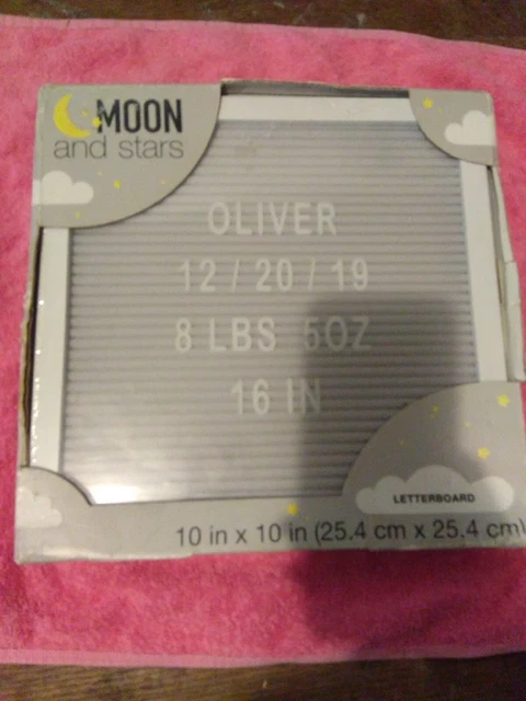 Moon and Stars Letterboard Gray Felt Letters Shapes Set 164 pieces Wood Frame