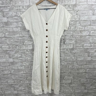 ANTONIO MELANI ELLIE DRESS LINEN Button Down Ultra White Size 6 NWT $179 Lined