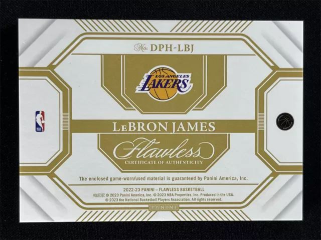 PATCH MAILLOT DOUBLE GU Panini impeccable Lebron James or 2022-23 /10 ...