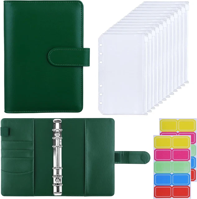 Budget-Ringbuch im A6-Format mit 12 Taschen mit Schiebeverschluss für