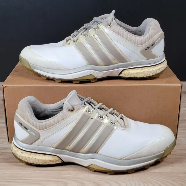 adidas adipower Boost Golf Shoes Size 10.5 Men White Leather Soft Spike Q46752