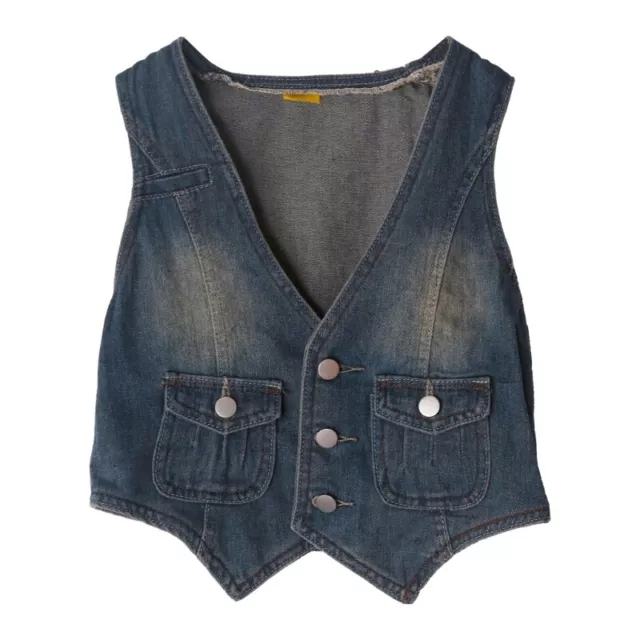 Women's Denim Tank Tops Retro Button-Down Jeans Corset Tops Sexy V Neck Vest Top 2