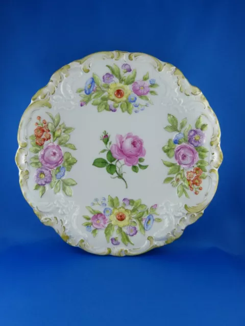 Porzellan Teller / Schale Meissen, Relief Blumen Dekor, 1. Wahl (ca. 28,5 cm)