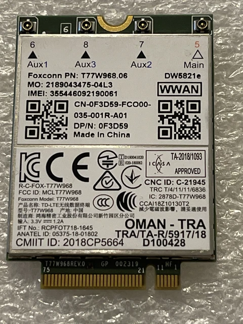 Scheda LTE Dell DW5821e T77W968.02 1Gbps Originale Per Latitude 7424/5420/5424 - Foto 2