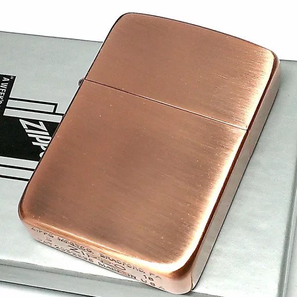 Zippo Oil Lighter 1941 Replica Round Corner Model Plain Antique Copper Brass 2