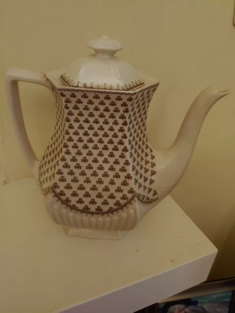 Wm Adams And Sons SHARON Real English Ironstone COFFEE POT beauty! SHAMROCKS