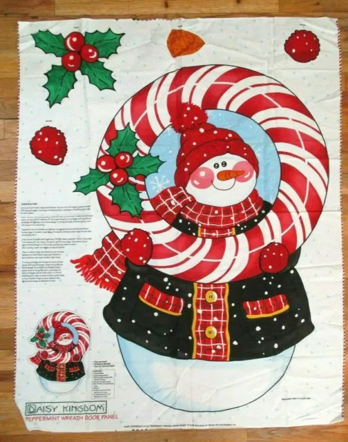 Vintage Daisy Kingdom Christmas Snowman Door Panel cut n sew Peppermint Wreath