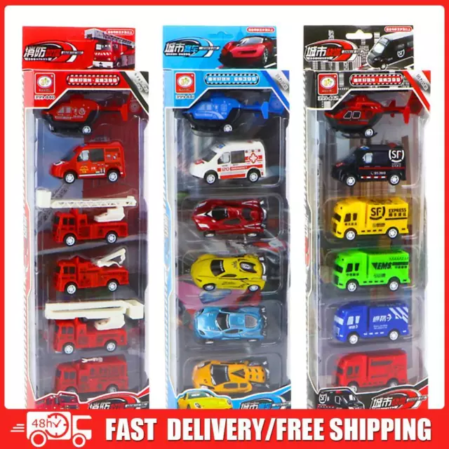 6pcs Inertia Fun Engineering Car Set Army Racing Vehicle Excavator Model