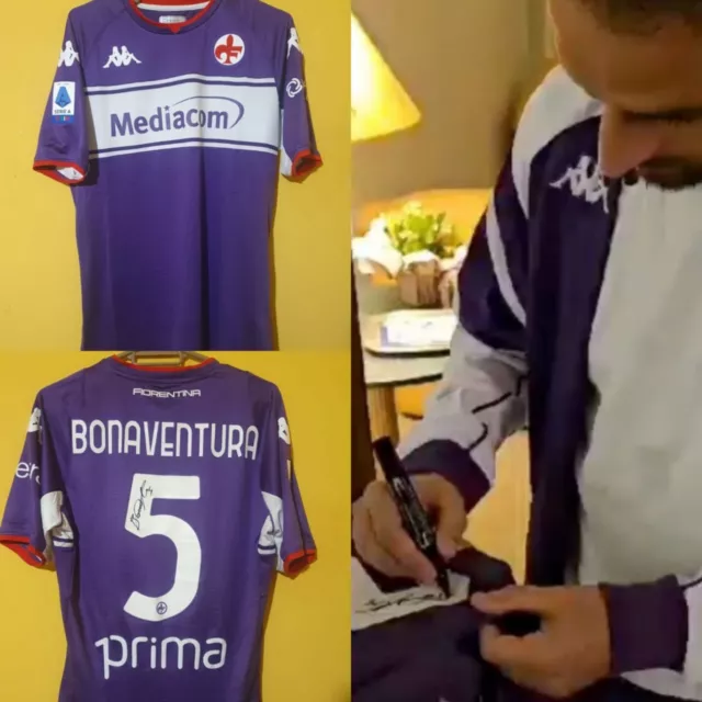 Maglia Gara Fiorentina calcio  Autografata Bonaventura Serie A Match Worn issued