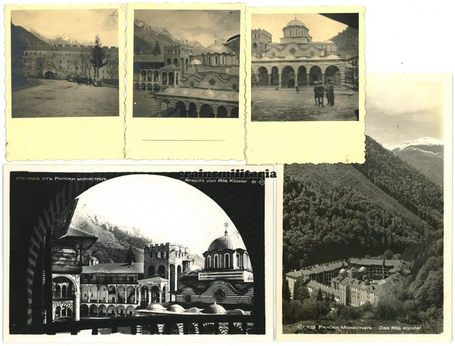 5x Orig. Foto 76.ID Offiziere bei RILA Kloster Kirche Bulgarien 1941