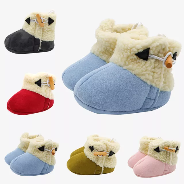 Toddlers Girls Baby Boys Kids Warm  Walking Fur Soft Sole Ankle Boots Snow Shoes