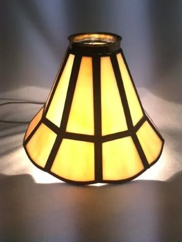 •	Leaded Stained Carmel Slag Glass Lamp Shade 10 Panel Arts & Crafts 1 of 5