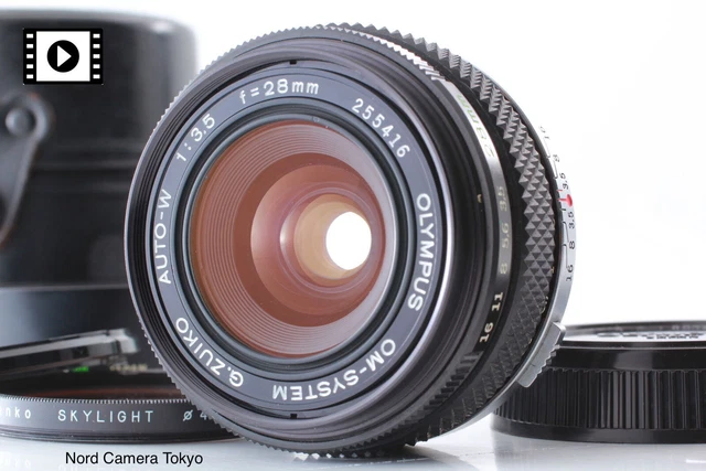 Video [Near MINT w/hood case]  Olympus OM G Zuiko Auto-W 28mm f/3.5 lens JAPAN