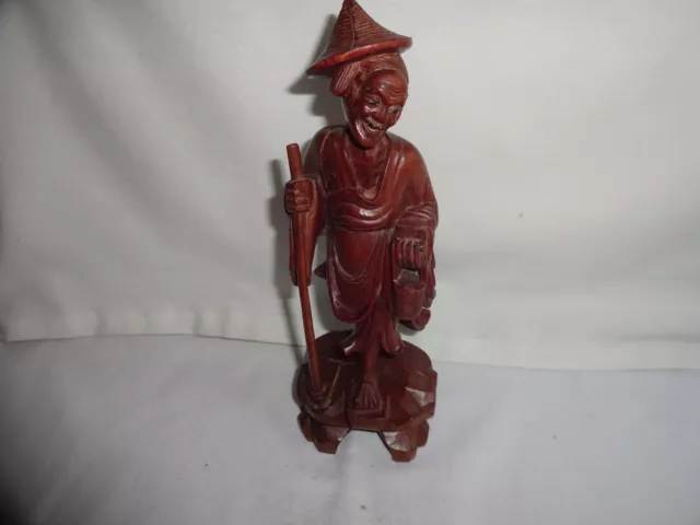 ANTIQUE CHINESE MAN~CARVED FROM HARDWOOD ROOT HEIGHT 20 cm