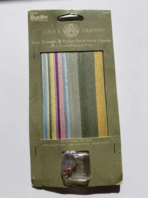 Paquete de cinta de seda y hilo dental a cuadros Bucilla Anna Griffin con encanto Paleta del Antiguo París 2