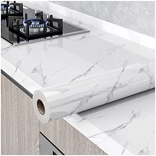 Papel pintado de mármol brillante gris granito/blanco pelado y palo papel tapiz sel...