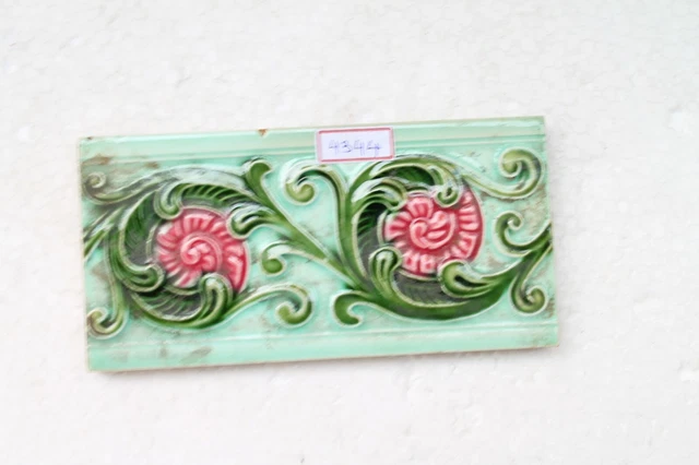 Japan antique art nouveau vintage majolica border tile c1900 NH4344 6