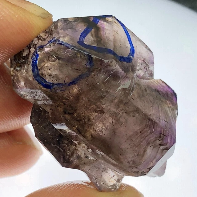 Rare NATURAL Amethyst Super Seven Two Water Bubble Enhydro QUARTZ Crystal 30g