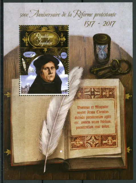 Togo Reformation Stamps 2017 MNH Martin Luther Famous People Religion 1v S/S