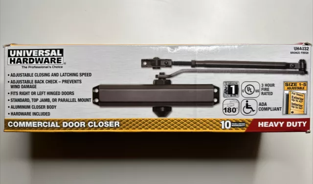 Universal Hardware Door Closer Heavy-Duty Commercial UH4032 BLACK 180LB