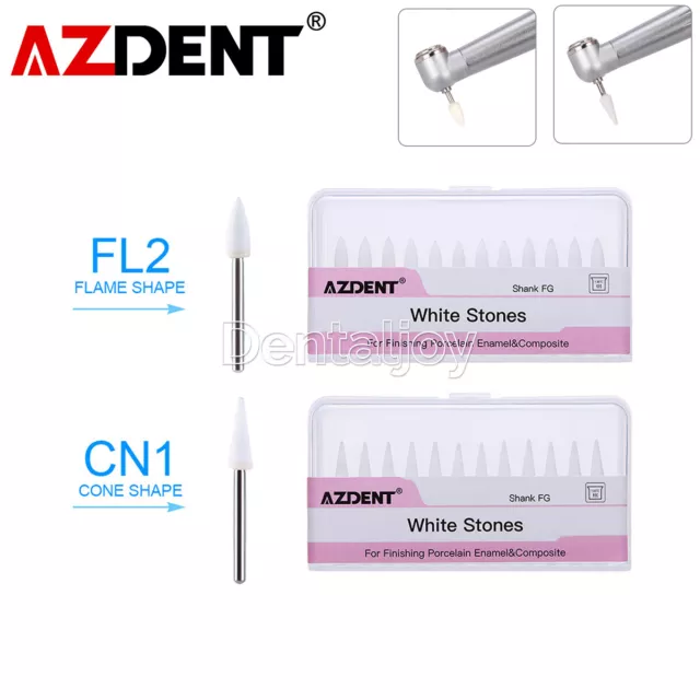 Dental White Stones Flame Cone Shape FG Burs Arkansas Stone Polishing FL2 / CN1