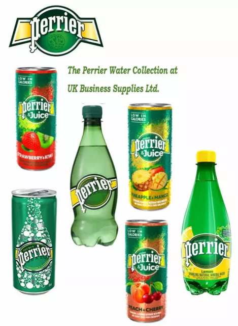 Perrier Sparkling Water Original or Peach & Cherry 24 x 250ml Cans