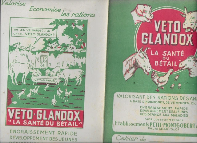 ANCIEN PROTEGE CAHIER  NEUF  ANNEE   50s     VETOX BLANDOX PETIT MONTGOBERT PALA