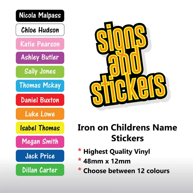50 PERSONALISED IRON On Name Tags School Uniform Care Home Easy To
