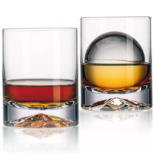 Hand Blown Crystal Double Old Fashioned Cocktail, Solid Whiskey Glasses, Rock...