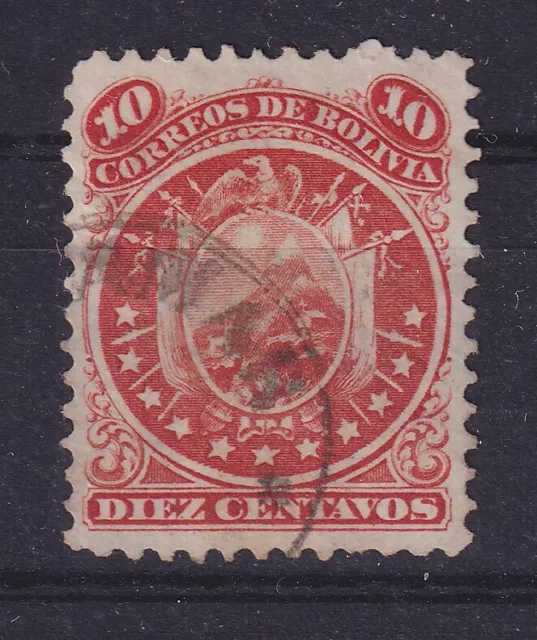 Bolivien 1868 Wappen im Kreis, 11 Sterne 10 C. rot Mi.-Nr. 14 gebraucht