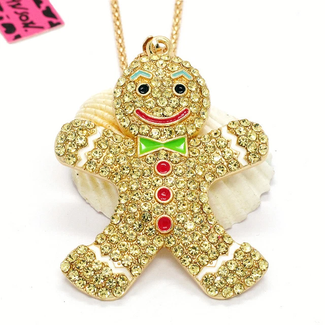 Hot Bling Rhinestone Bow Snowman Crystal Pendant Fashion Women Chain Necklace