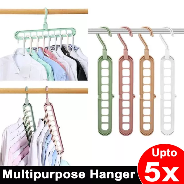 Space Saving Hangers Closet Organizer Pack of 8 Clothes Multipurpose Hanger AU