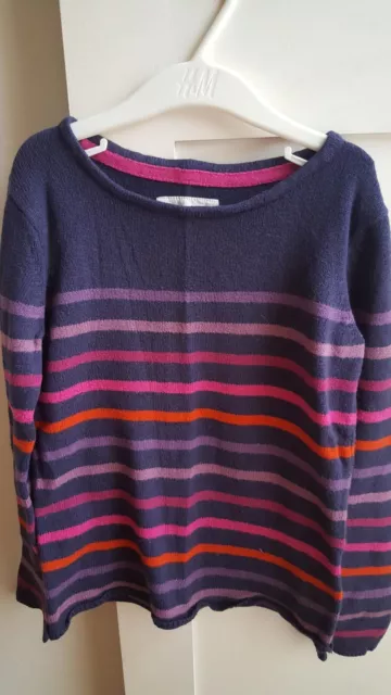 H&M girls navy stripe jumper - age 6-8 years