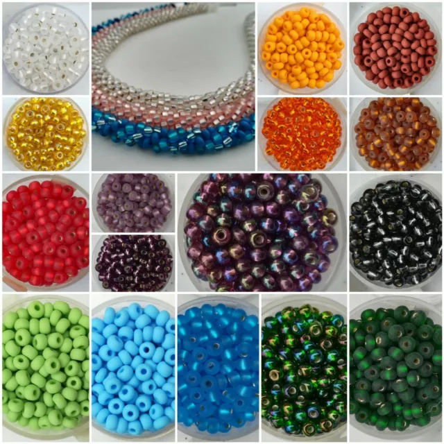 Böhm. Rocailles 4,5mm in 52 Farben Indianerperlen Häkeln Fädeln Basteln FARBWAHL