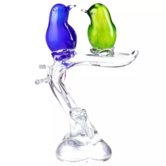 Glasfigur Vögel Skulptur Kristall Glas Statue Luxus Murano Stil Dekofigur
