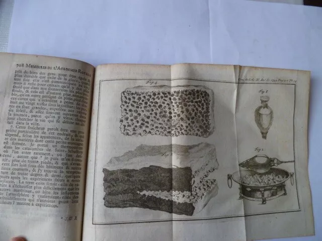 1757-Belle Reliure- Memoires De Mathematique & Physique-Medecine- 5 Planches-
