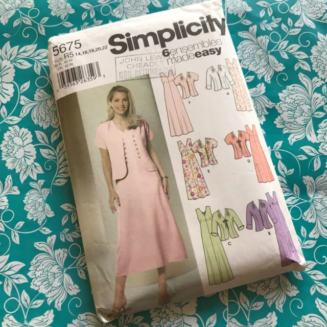 Elegant SIMPLICITY Sewing Pattern 5675 Misses' Dress & Jacket: Size 14 - 22