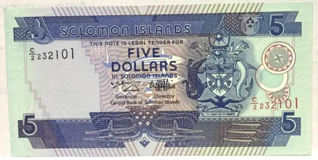 SOLOMON ISLANDS 1997 sign 6 , FIVE 5  DOLLARS , VERY SCARCE & UNCIRCULATED