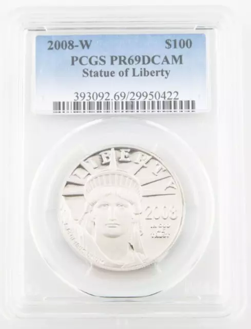 2008-W 1 Oz. Platino Aquila a Prova Di Selezionato Da PCGS Come PR69DCAM